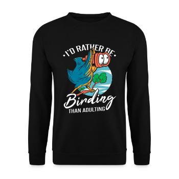Ich würde lieber Vögel beobachten - Unisex Pullover - Schwarz - Vorne - Alina (178cm) & Michal (187cm)