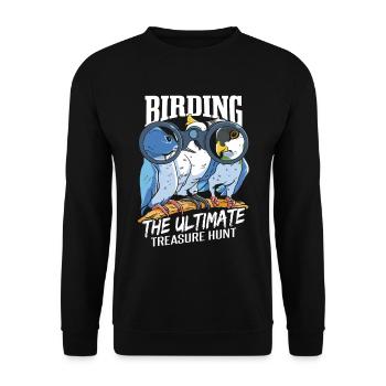 Lustige Vogelbeobachtung Vogelbeobachtung Vogelbeobachter - Unisex Pullover - Schwarz - Vorne - Alina (178cm) & Michal (187cm)