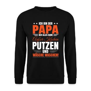 Papa Sprüche Vatertaggeschenk Humor Lustig - Unisex Pullover - Schwarz - Vorne - Alina (178cm) & Michal (187cm)