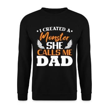 J’ai créé un monstre | Fête des Pères | Papa - Sweat-shirt Unisexe - noir - Devant - Alina (178cm) & Michal (187cm)