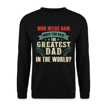 Drôle de papa Hair Papa Fête des pères - Sweat-shirt Unisexe - noir - Devant - Alina (178cm) & Michal (187cm)