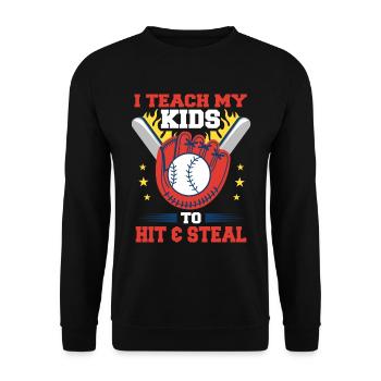 Baseball Vater Lustiges Zitat Baseballspieler - Unisex Pullover - Schwarz - Vorne - Alina (178cm) & Michal (187cm)