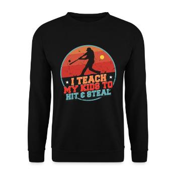 Funny Baseball Dad Saying - Unisex Sweatshirt - black - Front - Alina (178cm) & Michal (187cm)