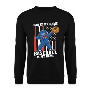 Papa est mon nom Le baseball est mon jeu - Sweat-shirt Unisexe - noir - Devant - Alina (178cm) & Michal (187cm)