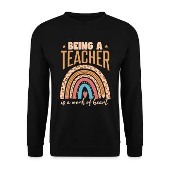 Being A Teacher Is A Work Of Heart - Unisex Sweatshirt - black - Front - Alina (178cm) & Michal (187cm)