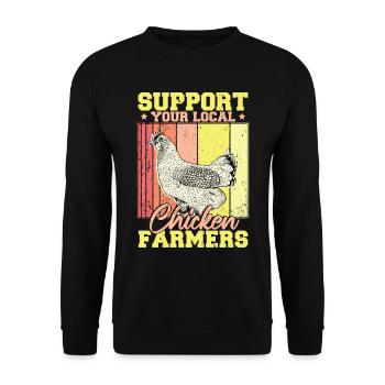 Soutenez vos producteurs de poulet locaux - Sweat-shirt Unisexe - noir - Devant - Alina (178cm) & Michal (187cm)
