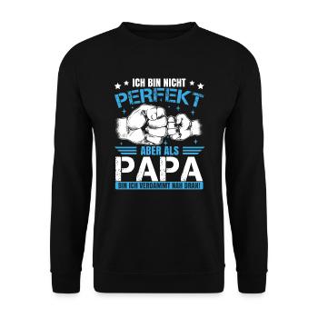 Papa Lustig Vatertag Sprüche - Unisex Pullover - Schwarz - Vorne - Alina (178cm) & Michal (187cm)