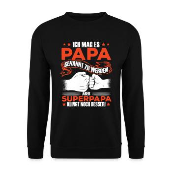 Vatertag Vater Superpapa Papa - Unisex Pullover - Schwarz - Vorne - Alina (178cm) & Michal (187cm)