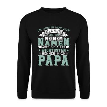 Papa Geschenkidee Vatertag - Unisex Pullover - Schwarz - Vorne - Alina (178cm) & Michal (187cm)
