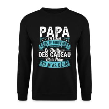 Drôle Fête Des Pères Papa Anniversaire - Sweat-shirt Unisexe - noir - Devant - Alina (178cm) & Michal (187cm)