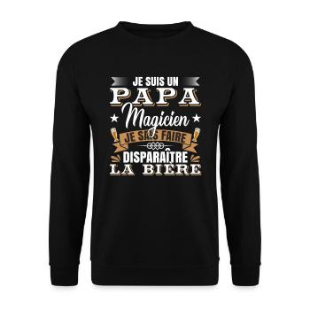 Je Suis Un Papa Magicien - Sweat-shirt Unisexe - noir - Devant - Alina (178cm) & Michal (187cm)