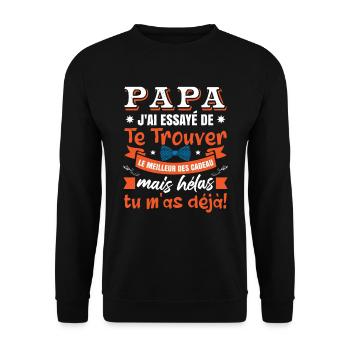 Papa Cadeau Père - Sweat-shirt Unisexe - noir - Devant - Alina (178cm) & Michal (187cm)