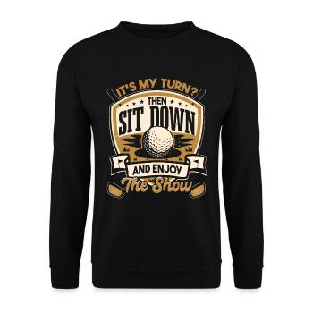 Lustiges Golf Dad Golfing Geschenk - Unisex Pullover - Schwarz - Vorne - Alina (178cm) & Michal (187cm)