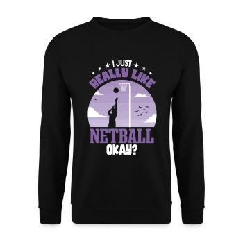 Ich mag Netball einfach sehr - Unisex Pullover - Schwarz - Vorne - Alina (178cm) & Michal (187cm)