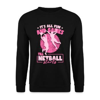 Funny Netball Player - Unisex Sweatshirt - black - Front - Alina (178cm) & Michal (187cm)