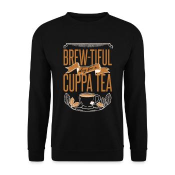Funny Tea Pun - Unisex Sweatshirt - black - Front - Alina (178cm) & Michal (187cm)