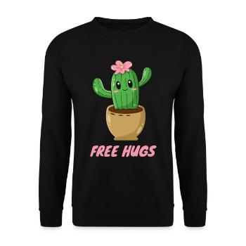 Free Hugs - Cute Cactus - Unisex Sweatshirt - black - Front - Alina (178cm) & Michal (187cm)