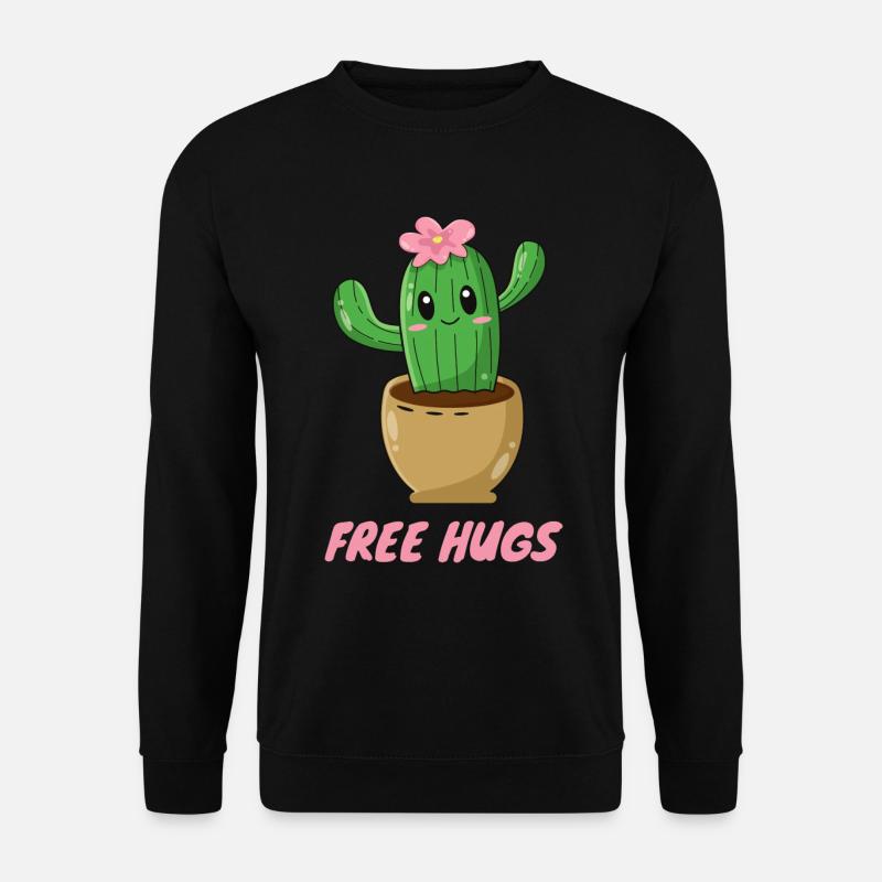 Free Hugs - Cute Cactus - Unisex Sweatshirt - black