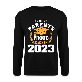J’ai rendu mes parents fiers de la classe de 2023 - Sweat-shirt Unisexe - noir - Devant - Alina (178cm) & Michal (187cm)