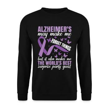 Bewusstsein für Alzheimer | Lila Band | Dement - Unisex Pullover - Schwarz - Vorne - Alina (178cm) & Michal (187cm)