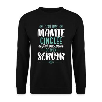 J'ai Une Mamie Cinglée - Sweat-shirt Unisexe - noir - Devant - Alina (178cm) & Michal (187cm)