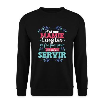 Fête Des Mères Mamie Humour Mémé - Sweat-shirt Unisexe - noir - Devant - Alina (178cm) & Michal (187cm)