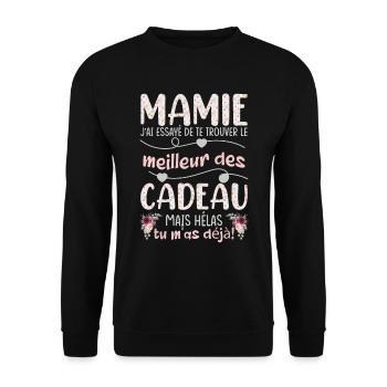 Mamie Cadeau Fête Des Mères Petite Fille - Sweat-shirt Unisexe - noir - Devant - Alina (178cm) & Michal (187cm)