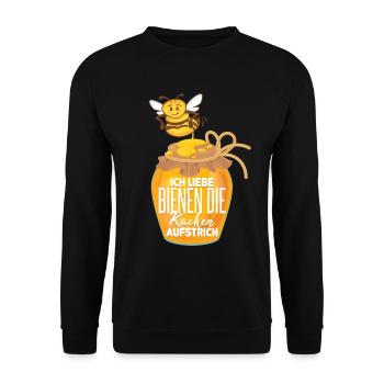 Ich liebe Bienen die kacken Aufstrich - Unisex Pullover - Schwarz - Vorne - Alina (178cm) & Michal (187cm)