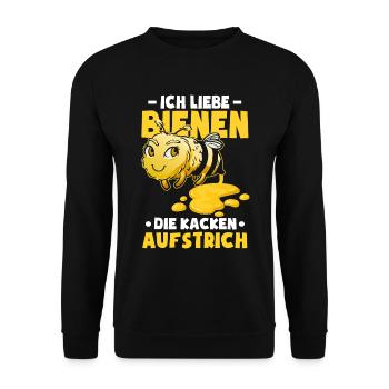Ich liebe Bienen die kacken Aufstrich - Unisex Pullover - Schwarz - Vorne - Alina (178cm) & Michal (187cm)