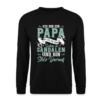 Ich bin Papa mit Stil - Unisex Pullover - Schwarz - Vorne - Alina (178cm) & Michal (187cm)
