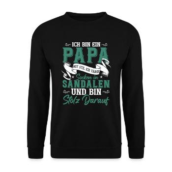 Ich bin ein Papa mit Stil - Unisex Pullover - Schwarz - Vorne - Alina (178cm) & Michal (187cm)