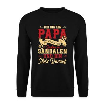 Papa mit Stil | Lustige Papa Vater Sprüche - Unisex Pullover - Schwarz - Vorne - Alina (178cm) & Michal (187cm)