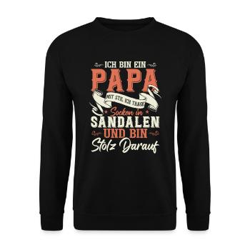 Vatertag 2023 Papa Sprüche Lustig Dad - Unisex Pullover - Schwarz - Vorne - Alina (178cm) & Michal (187cm)