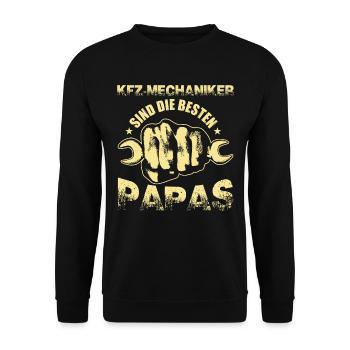 KFZ Mechaniker Sind Die Besten Papas - Unisex Pullover - Schwarz - Vorne - Alina (178cm) & Michal (187cm)