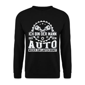 Automechaniker KFZ Mechatroniker Sprüche - Unisex Pullover - Schwarz - Vorne - Alina (178cm) & Michal (187cm)