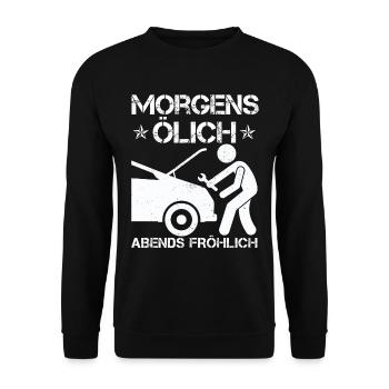 Morgens Ölich Abends Fröhlich | KFZ Mechaniker - Unisex Pullover - Schwarz - Vorne - Alina (178cm) & Michal (187cm)