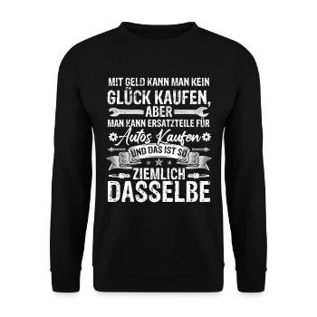 KFZ Mechaniker Öl Werkstatt - Unisex Pullover - Schwarz - Vorne - Alina (178cm) & Michal (187cm)