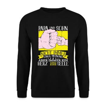Papa und Sohn - Unisex Pullover - Schwarz - Vorne - Alina (178cm) & Michal (187cm)