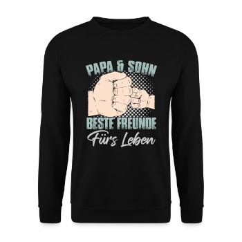 Vater Sohn Beziehung - Unisex Pullover - Schwarz - Vorne - Alina (178cm) & Michal (187cm)