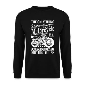 Männer Motorrad Zitat - Unisex Pullover - Schwarz - Vorne - Alina (178cm) & Michal (187cm)