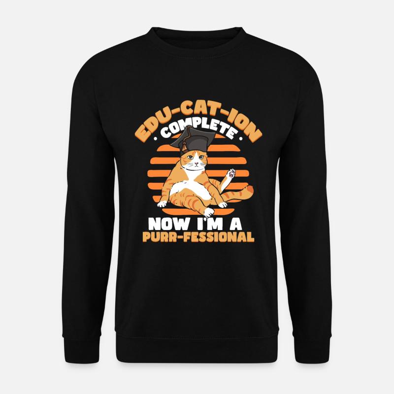 Drôle de chat de graduation - Sweat-shirt Unisexe - noir