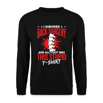 Back Surgery Funny Recovery Gift - Unisex Sweatshirt - black - Front - Alina (178cm) & Michal (187cm)