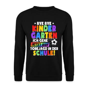 Fußballspieler Einschulung Schulkind Fußballer - Unisex Pullover - Schwarz - Vorne - Alina (178cm) & Michal (187cm)