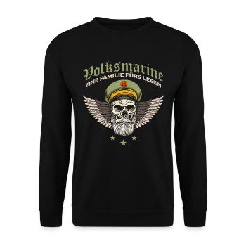 Unterschätze Niemals Einen Mann Volksmarine DDR - Unisex Pullover - Schwarz - Vorne - Alina (178cm) & Michal (187cm)
