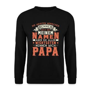 Die wichtigsten nennen mich Papa - Unisex Pullover - Schwarz - Vorne - Alina (178cm) & Michal (187cm)