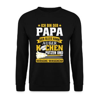 Ich bin der Papa der alles kann - Unisex Pullover - Schwarz - Vorne - Alina (178cm) & Michal (187cm)