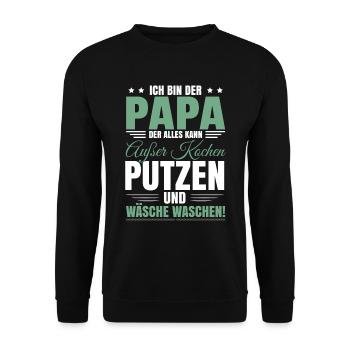 Vatertag 2023 Sprüche Papa Humor - Unisex Pullover - Schwarz - Vorne - Alina (178cm) & Michal (187cm)