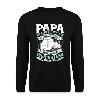 Papa zu sein ist wie ein Vollzeitjob - Unisex Pullover - Schwarz - Vorne - Alina (178cm) & Michal (187cm)