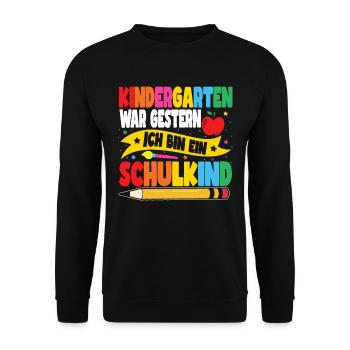 Ich bin ein Schulkind - Unisex Pullover - Schwarz - Vorne - Alina (178cm) & Michal (187cm)