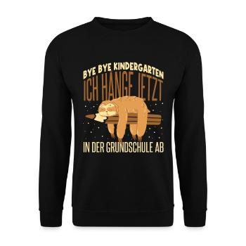 Faultier Schulkind Einschulung Lustig Schultüte - Unisex Pullover - Schwarz - Vorne - Alina (178cm) & Michal (187cm)